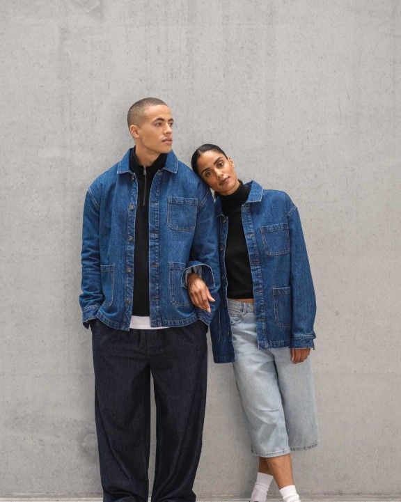 Veste personnalisable NATIVE SPIRIT Veste en jean écoresponsable à épaules tombantes unisexe