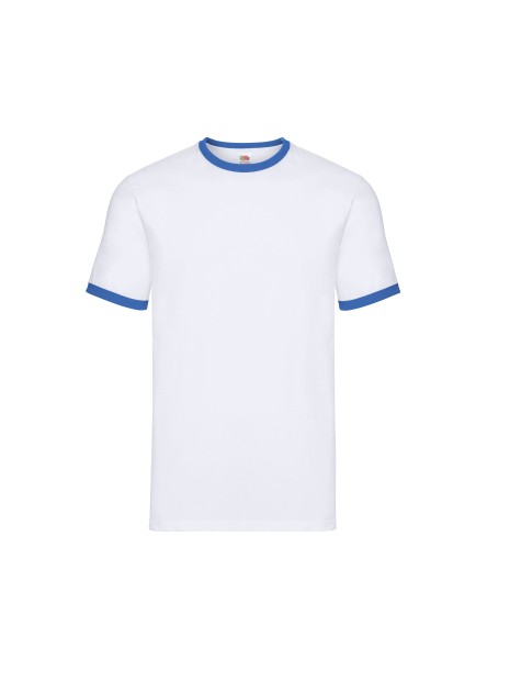 FOL T-shirt Ringer Valueweight White/Royalblue personnalisable