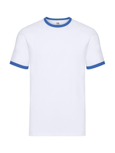 FOL T-shirt Ringer Valueweight blanc/royal personnalisable