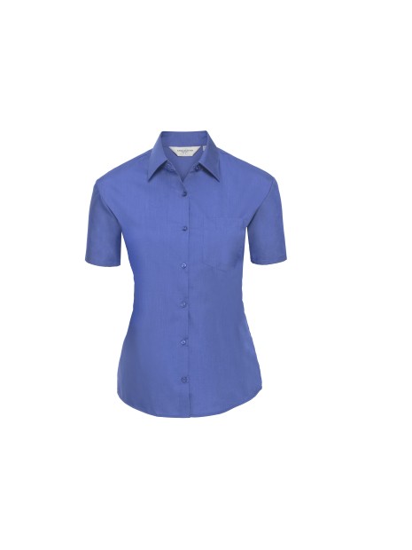 RUSSELL Chemise femme popeline polycoton manches courtes bleu corporate personnalisable
