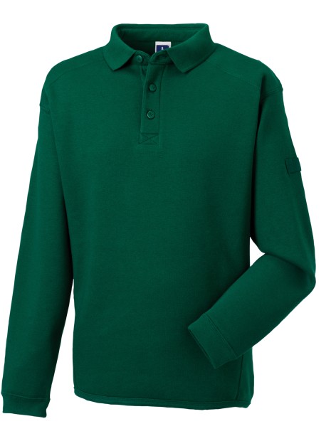 RUSSELL Sweat-shirt Heavy Duty col polo vert bouteille personnalisable