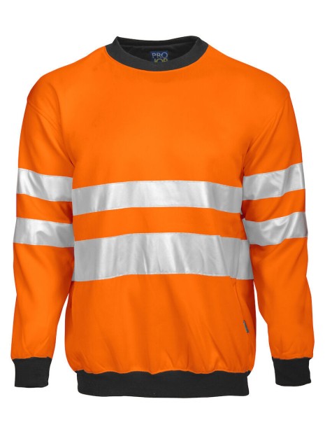 PROJOB 6101 SWEATSHIRT CREWNECK - EN ISO 20471 CLASSE 3 orange/noir personnalisable