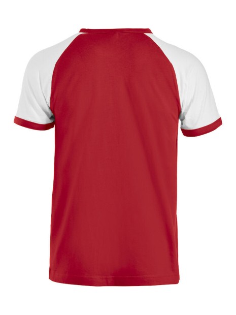 CLIQUE Raglan-T rouge/blanc personnalisable