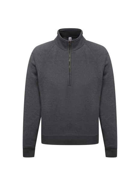 FOL Sweat-shirt col zippé Premium (62-032-0) heather grey fonce personnalisable