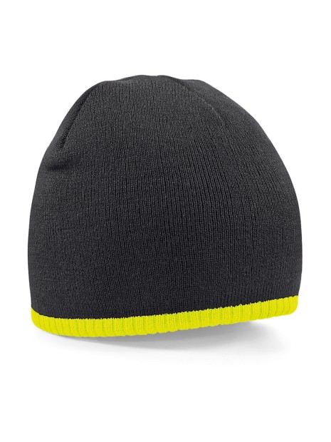 BEECHFIELD TWO-TONE PULL-ON BEANIE black/fluo yellow personnalisable