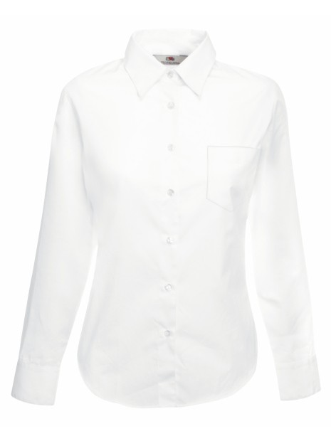 FOL LADIES LONG SLEEVE POPLIN SHIRT blanc personnalisable