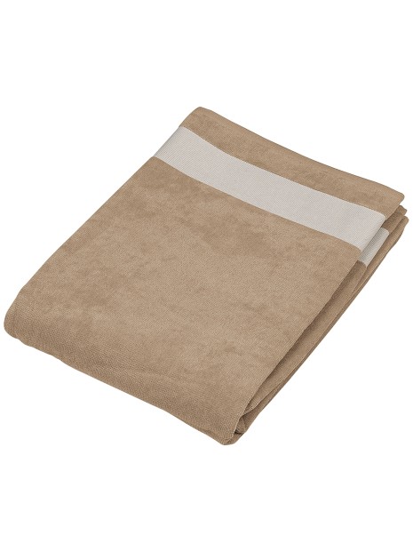 KARIBAN Drap de plage beige-sable/blanc personnalisable