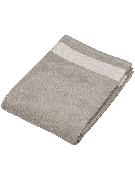 KARIBAN Drap de plage gris clair/blanc personnalisable