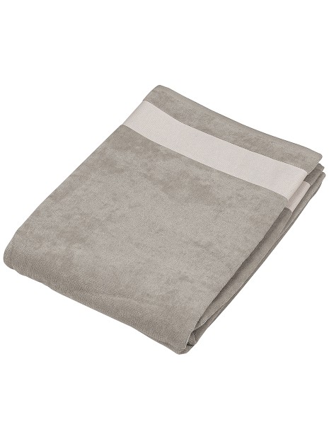 KARIBAN Drap de plage gris clair/blanc personnalisable