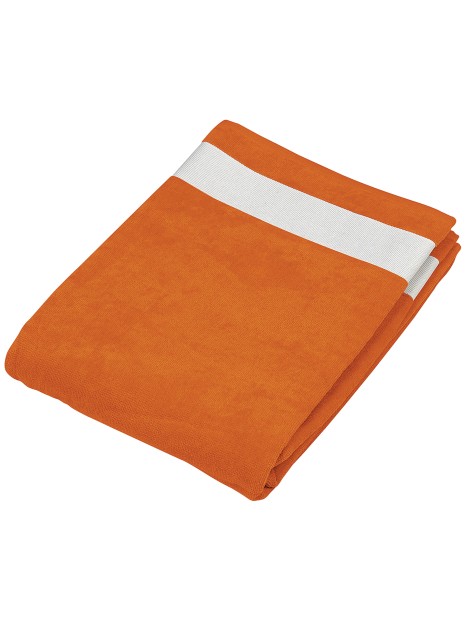 KARIBAN Drap de plage orange/blanc personnalisable