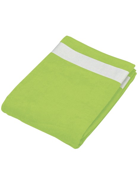 KARIBAN Drap de plage lime/blanc personnalisable
