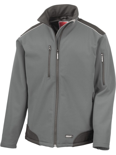 RESULT Veste de travail softshell Ripstop avec Cordura® gris/noir personnalisable