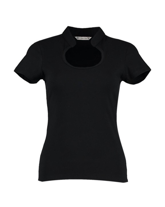 KUSTOM KIT Regular Fit Keyhole Neck Top T-Shirt personalisierbar