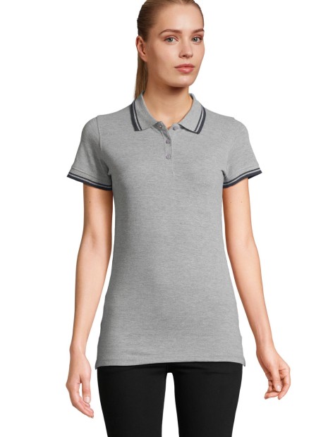 Polos à personnaliser SOL'S Pasadena Women gris chine/bleu marine