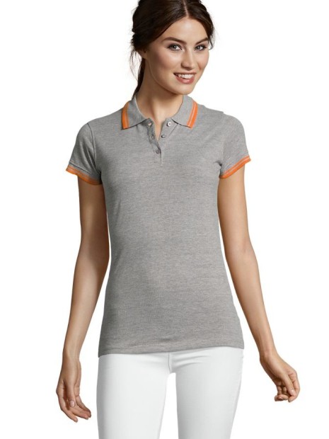 Polos à personnaliser SOL'S Pasadena Women gris chiné/orange