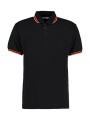 KUSTOM KIT Classic Fit Tipped Collar Polo noir/orange personnalisable