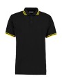 KUSTOM KIT Classic Fit Tipped Collar Polo noir/jaune personnalisable