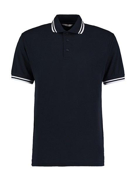 KUSTOM KIT Classic Fit Tipped Collar Polo bleu marine/blanc personnalisable
