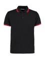 KUSTOM KIT Classic Fit Tipped Collar Polo noir/rouge personnalisable