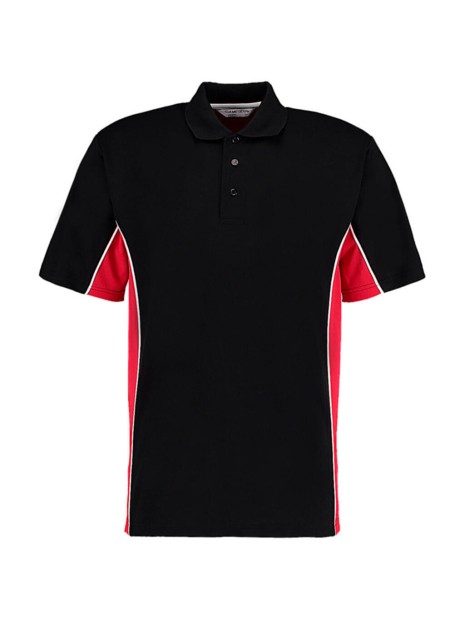 KUSTOM KIT Classic Fit Track Polo noir/rouge/blanc personnalisable