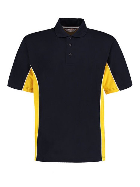 KUSTOM KIT Classic Fit Track Polo NAVY/MID YELLOW/WHITE personnalisable