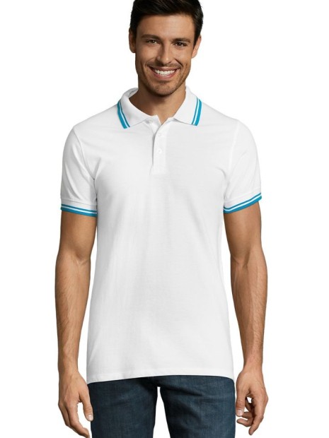 Polos à personnaliser SOL'S Pasadena Men blanc/aqua