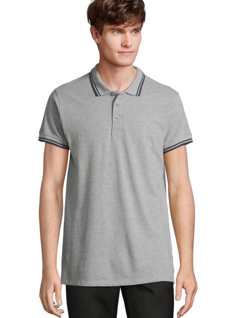 Polos à personnaliser SOL'S Pasadena Men gris chine/bleu marine