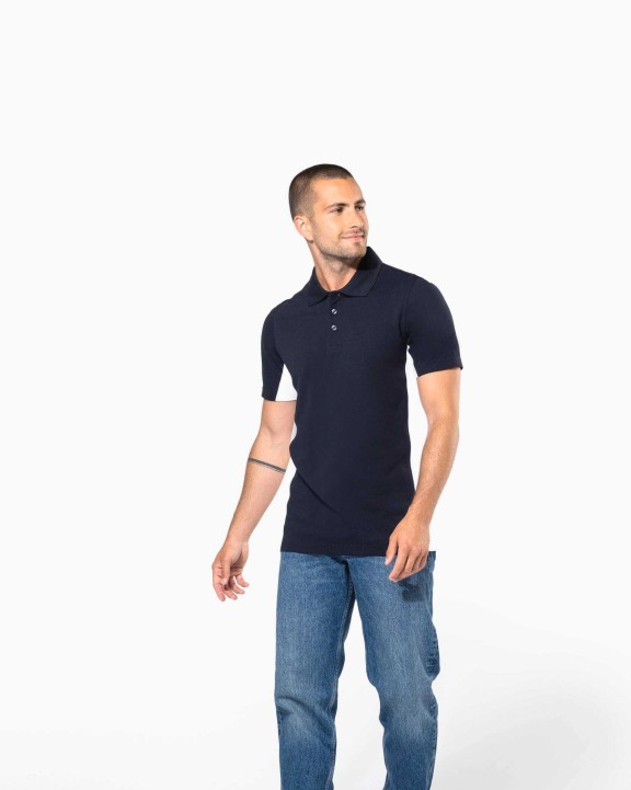 KARIBAN Zweifarbiges Kurzarm-Polohemd für Herren. Aus Baumwollpiqué Poloshirt personalisierbar
