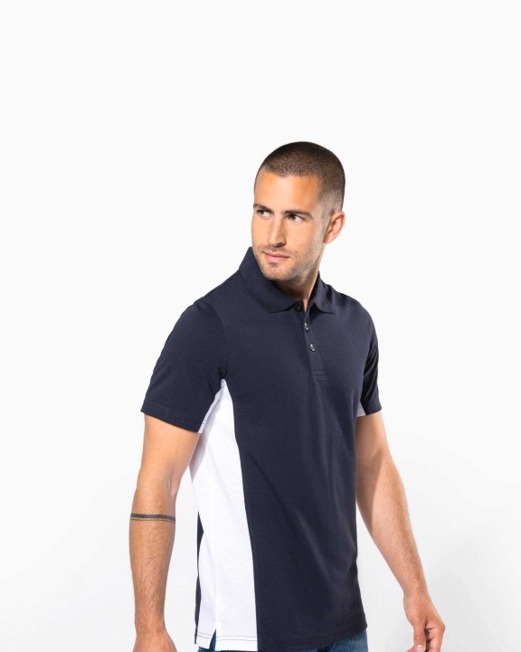 KARIBAN Zweifarbiges Kurzarm-Polohemd für Herren. Aus Baumwollpiqué Poloshirt personalisierbar
