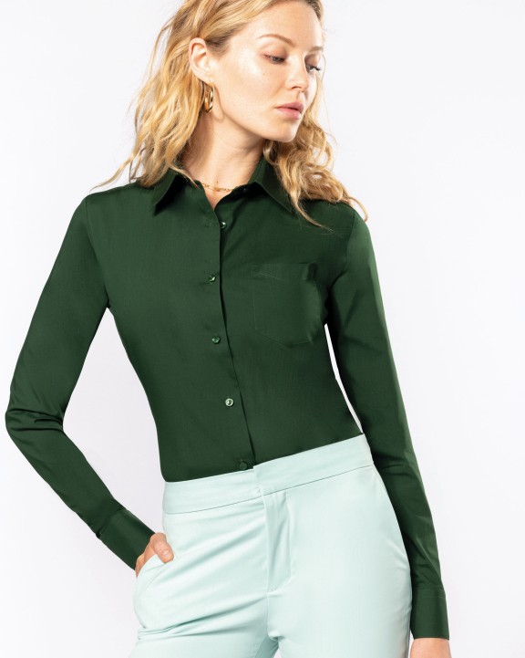 KARIBAN Popeline-Hemd Baumwollpolyester pflegeleicht für Damen Hemd personalisierbar