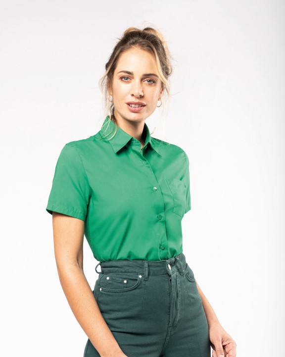 KARIBAN Popeline-Kurzarmhemd Baumwollpolyester pflegeleicht für Damen Hemd personalisierbar