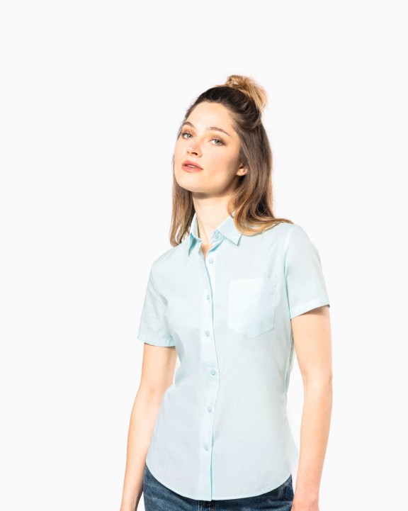 KARIBAN Popeline-Kurzarmhemd Baumwollpolyester pflegeleicht für Damen Hemd personalisierbar