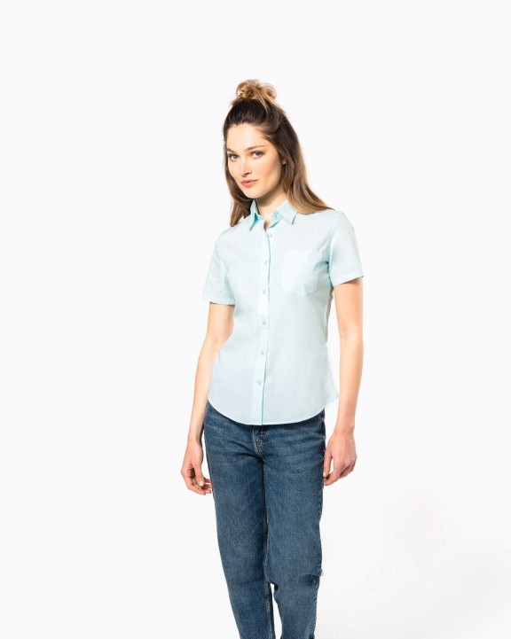 KARIBAN Popeline-Kurzarmhemd Baumwollpolyester pflegeleicht für Damen Hemd personalisierbar