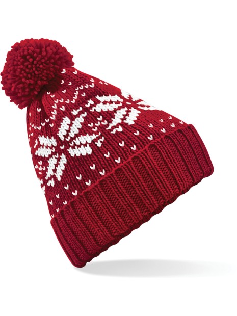 BEECHFIELD Bonnet Snowstar® jacquard rouge/blanc personnalisable