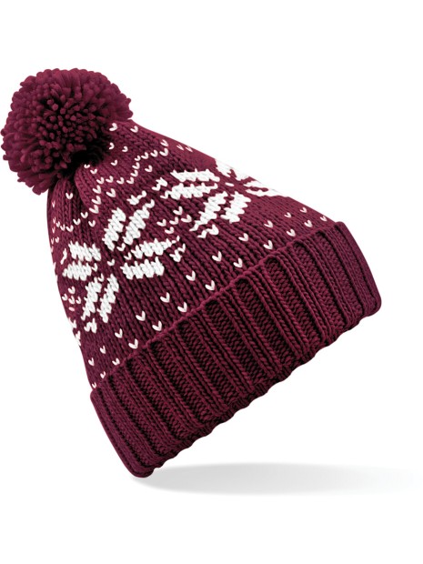 BEECHFIELD Bonnet Snowstar® jacquard BURGUNDY/WHITE personnalisable