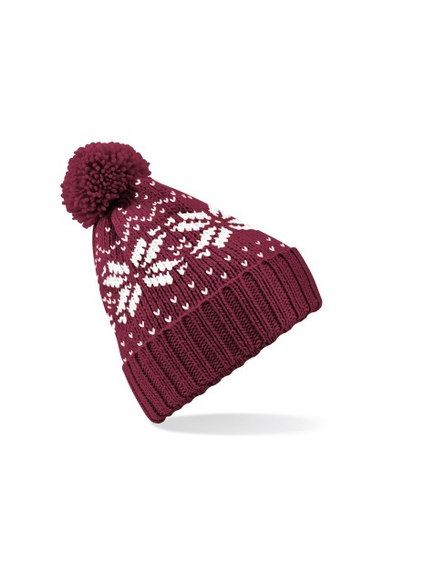 BEECHFIELD Bonnet Snowstar® jacquard BURGUNDY/WHITE personnalisable
