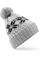 BEECHFIELD Bonnet Snowstar® jacquard light grey/black/offwhite personnalisable