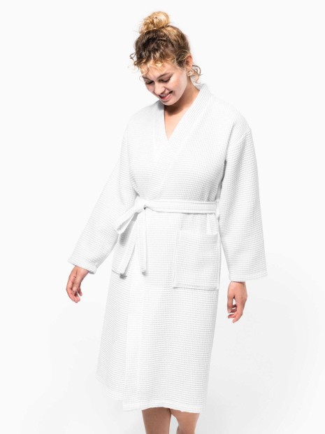 Produits éponges à personnaliser KARIBAN Peignoir kimono nid d'abeille 