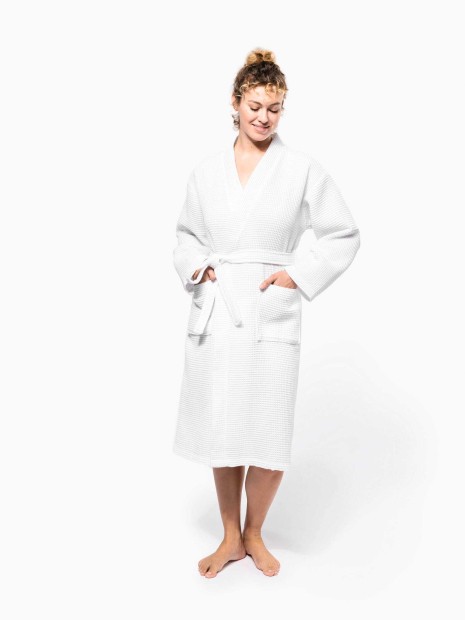 Produits éponges à personnaliser KARIBAN Peignoir kimono nid d'abeille 