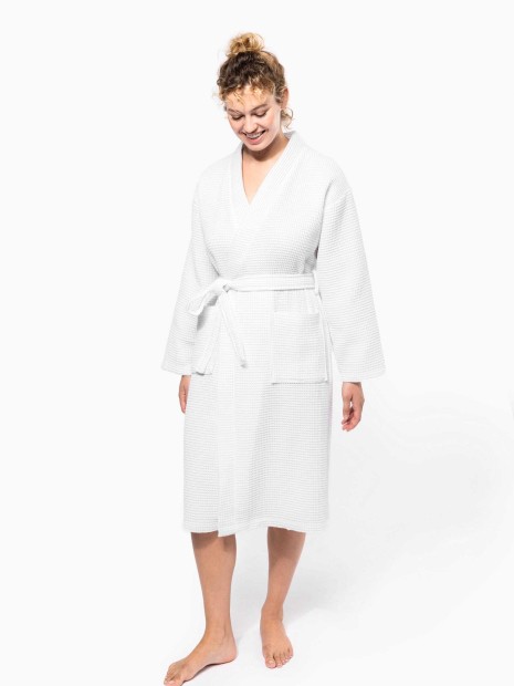 Produits éponges à personnaliser KARIBAN Peignoir kimono nid d'abeille 