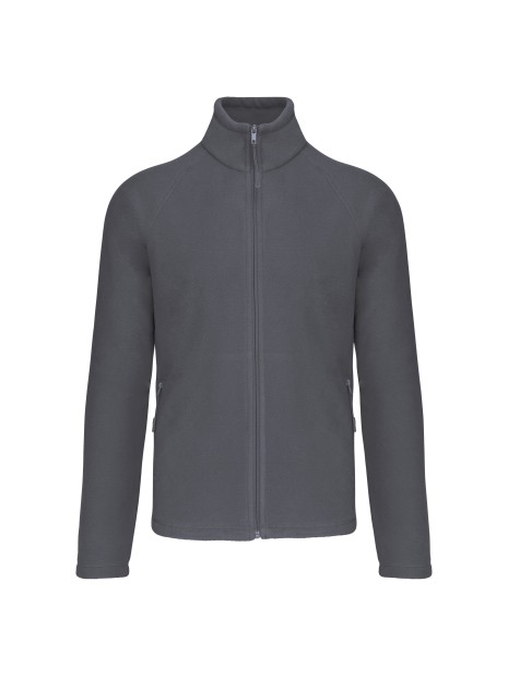 KARIBAN Veste micropolaire zippée manches raglan homme gris convoi personnalisable
