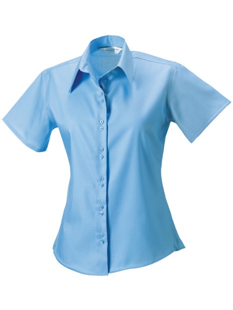 RUSSELL Chemise femme manches courtes Non Iron bleu ciel brillant personnalisable