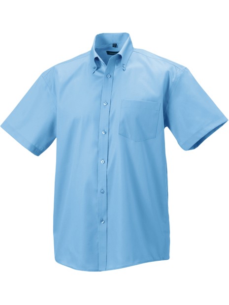 RUSSELL Chemise homme manches courtes Non Iron - classique bleu ciel brillant personnalisable