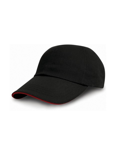 RESULT Heavy Cotton Drill Cap noir/rouge personnalisable