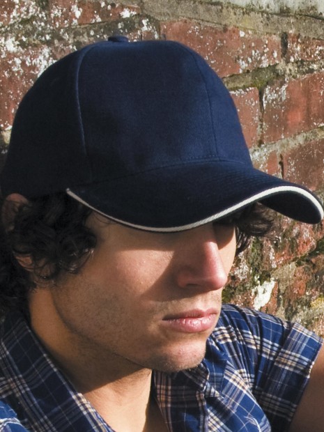 Casquettes à personnaliser RESULT Sandwich Brushed Cotton Cap bleu marine/naturel