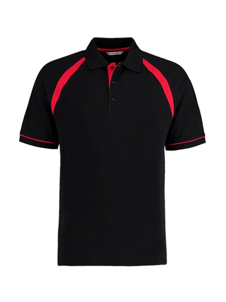 KUSTOM KIT Classic Fit Oak Hill Polo noir/rouge brillant personnalisable