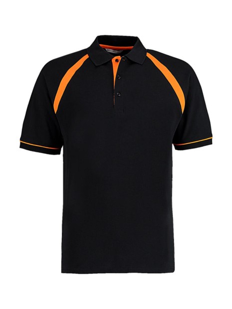 KUSTOM KIT Classic Fit Oak Hill Polo noir/orange personnalisable