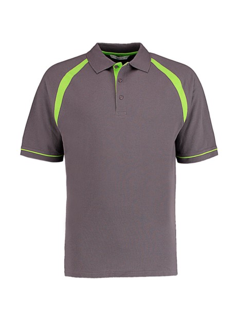 KUSTOM KIT Classic Fit Oak Hill Polo Charcoal/lime personnalisable