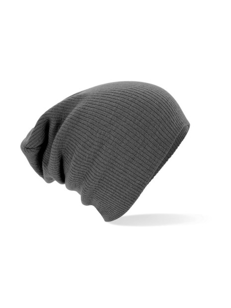 BEECHFIELD SLOUCH BEANIE gris fumé personnalisable