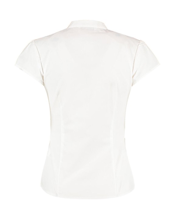 Hemd KUSTOM KIT Women's Tailored Fit Mandarin Collar Blouse SSL voor bedrukking &amp; borduring